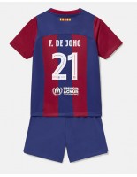 Barcelona Frenkie de Jong #21 Domácí dres pro děti 2023-24 Krátký Rukáv (+ trenýrky)